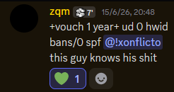 Customer vouch from Discord