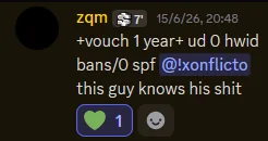 Customer vouch from Discord