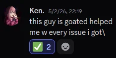 Customer vouch from Discord