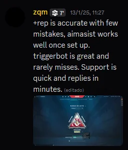 Customer vouch from Discord