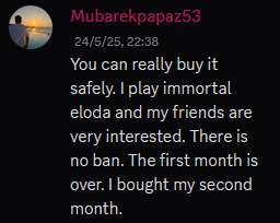 Customer vouch from Discord
